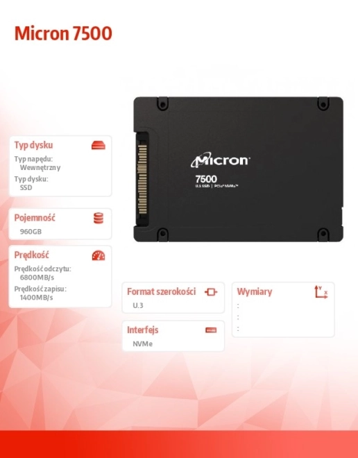 Dysk SSD Micron 7500 Pro 960GB NVMe