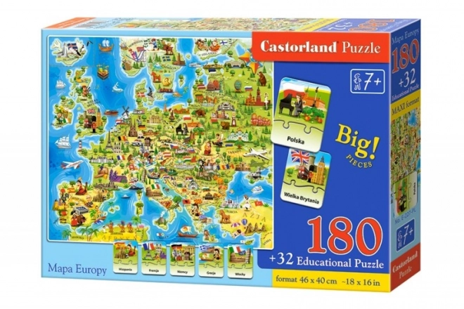 puzzle castorland harta europei 180 piese cu quiz