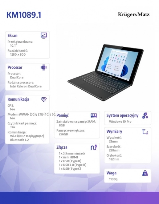 Tablet Krüger&Matz 2în1 EDGE 1089