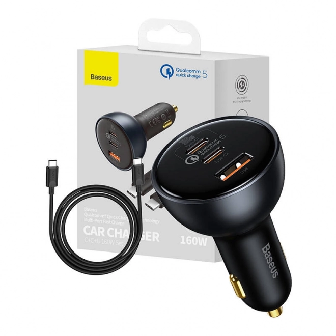 Încărcător auto Baseus cu Qualcomm, USB, 2x USB-C, 160 W