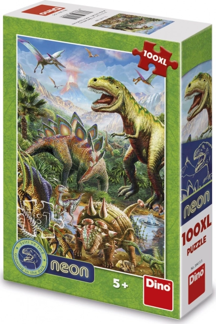 Puzzle luminos lumea dinozaurilor 100 piesă XL