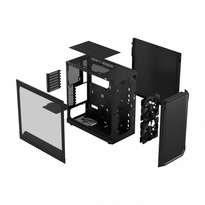 Carcasă de calculator neagră cu panou lateral transparent