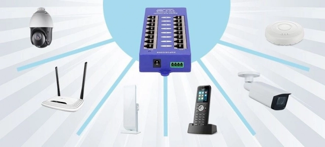 Injektor gigabit PoE Extralink cu 8 porturi