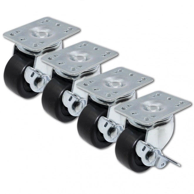 Set de roți cu filet și frână pentru dulapuri RACK 19"