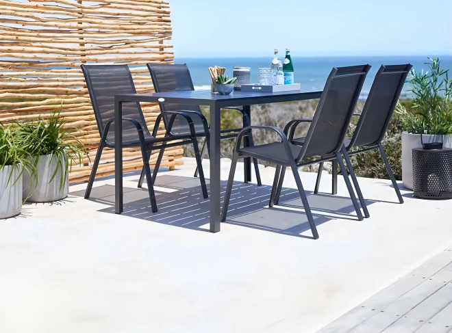 Set de scaune de grădină pentru terasă sau balcon, negre