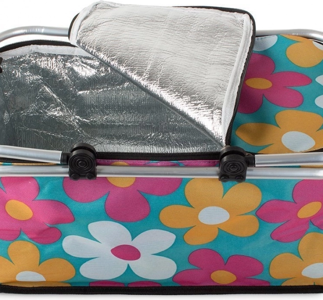 Coș de picnic termo pliabil cu model floral – colorat