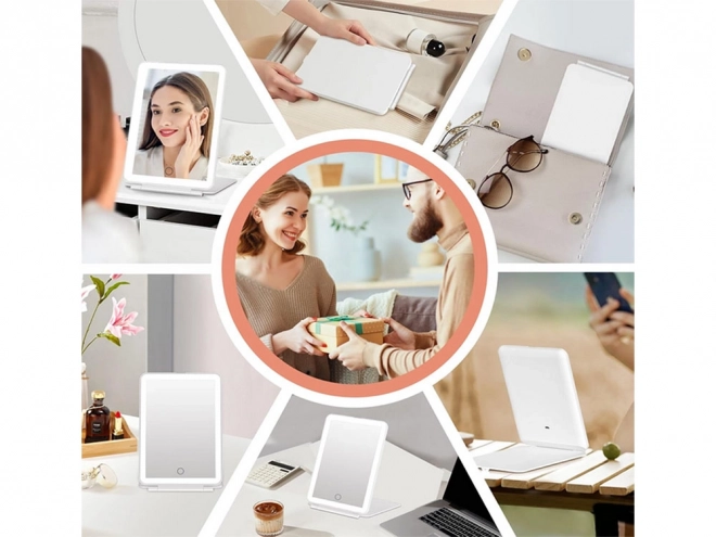 Oglindă cosmetică LED pliabilă pentru călătorii
