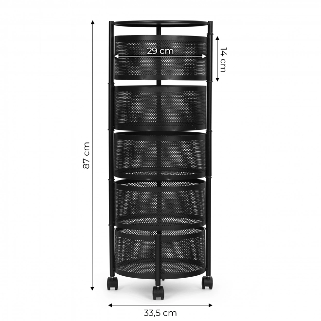 Organizator bucătărie cu etajere rotative, 5 nivele, metal, ModernHome