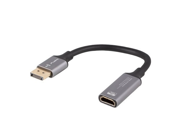 Adaptor DisplayPort la HDMI 4K cu cablu de 20cm argentiu