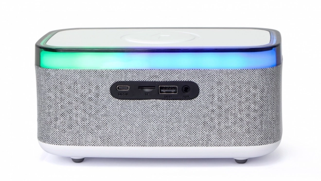 Ceas deșteptător digital cu încărcare wireless și radio DAB/FM RGB alb-gri
