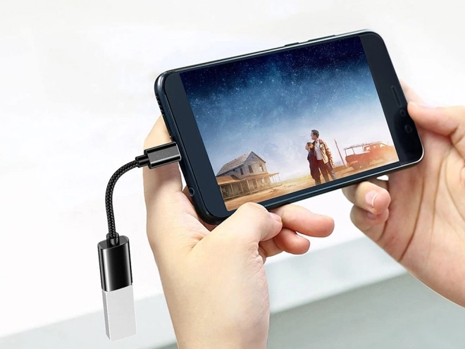 Adaptor USB-C la USB-A 3.0 OTG cu cablu împletit