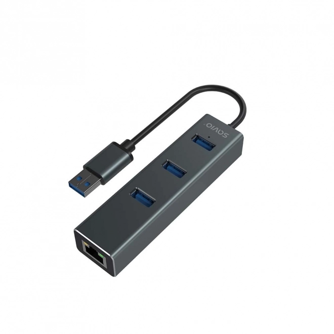 Hub usb Savio cu adaptor RJ-45 Gigabit Ethernet