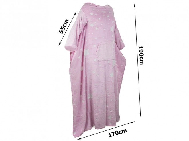 Pătură cu mâneci fleece cald sweatshirt halat neon – Roz