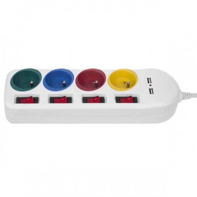 Listă alimentare 4 prize + 2xUSB albă