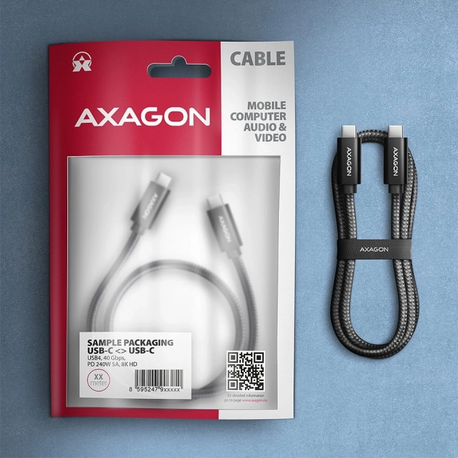 Cablu USB-C la USB-C, 1m, 240W, 8K HD, Negru