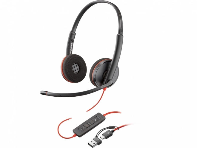 Căști stereo Poly Blackwire 3220 USB-C cu adaptor