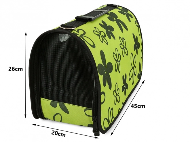 Geanta de transport pentru animale de companie verde cu model floral