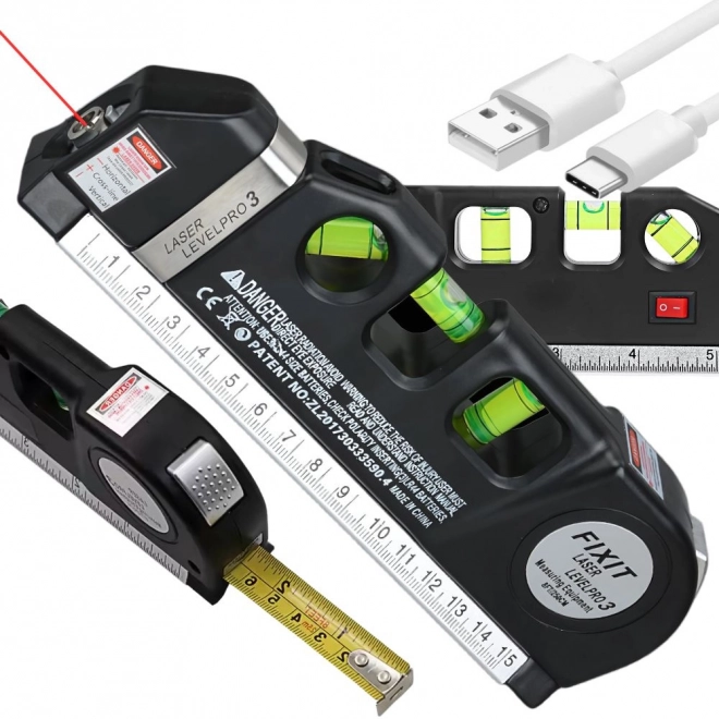 Nivelă laser cu măsură de 2,5m și încărcare USB