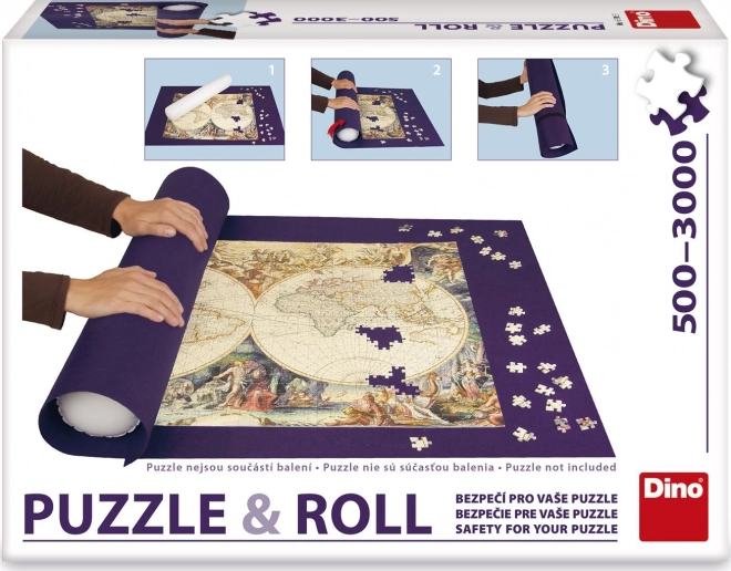 Covoraș rulabil pentru puzzle DINO 500–3000 piese (164 × 100 cm)