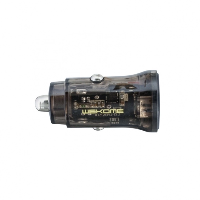 Încărcător auto dublu USB-A 15W negru transparent