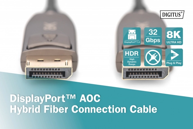 AOC DisplayPort 1.4 8K/60Hz UHD DP/DP M/M cablu hibrid negru – 20 m