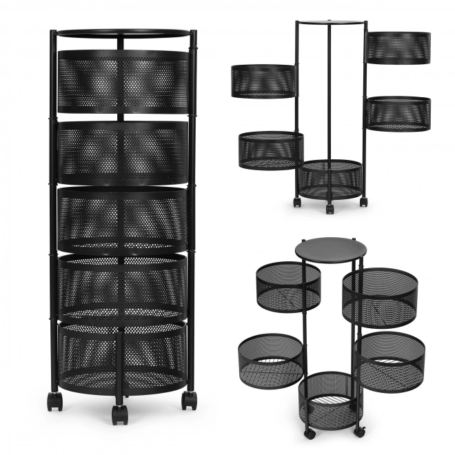 Organizator bucătărie cu etajere rotative, 5 nivele, metal, ModernHome