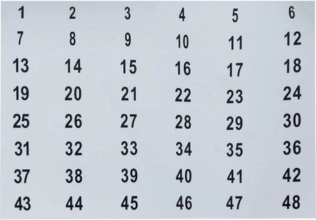 48 de cârlige și numerotare