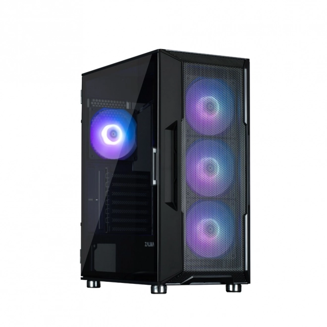 Carcasa mid-tower neagră cu ventilatoare ARGB