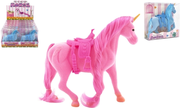 Unicorn din pluș cu șa din plastic