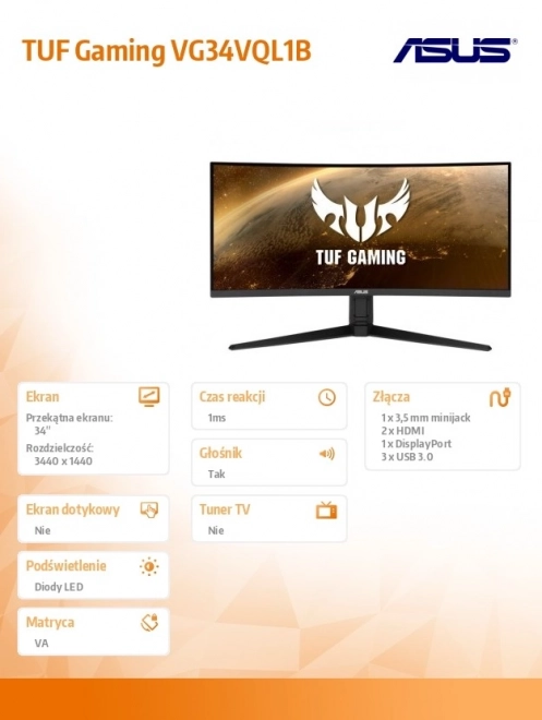 Monitor curbat ultra-wide 34 inch ASUS VG34VQL1B