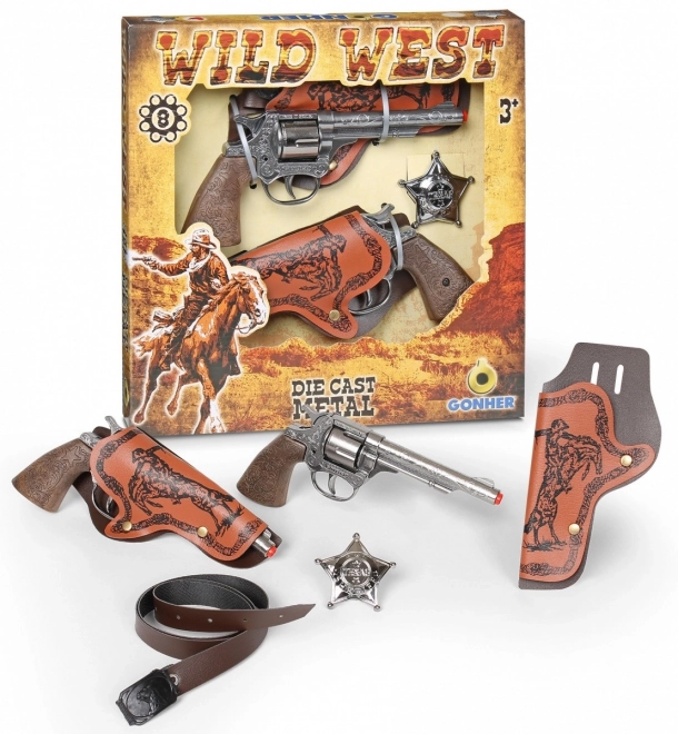 Set cowboy cu două revolvere Gonher