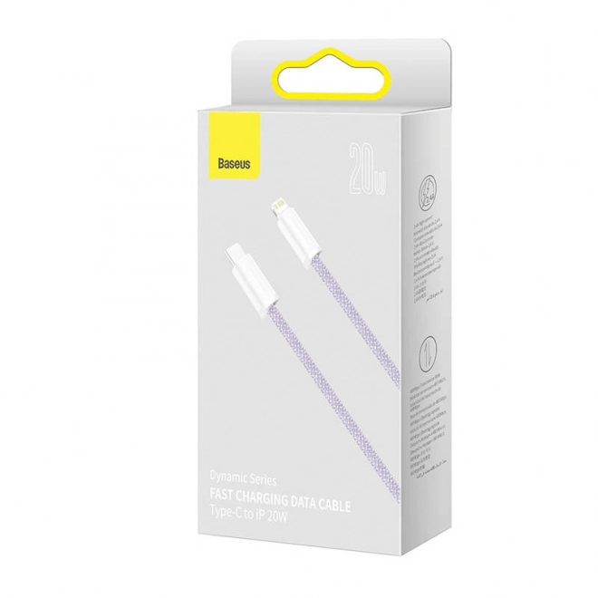 Cablu Baseus Dynamic USB-C la Lightning, 20W, 2m, mov