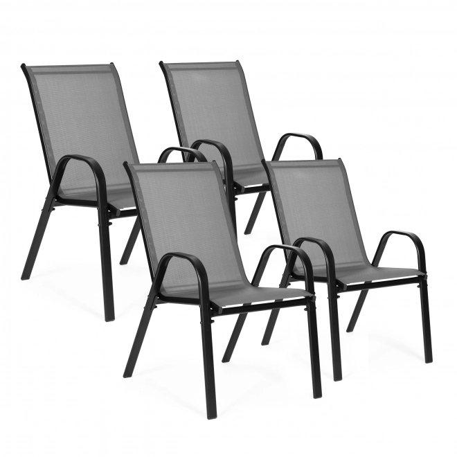 Set 4 scaune de grădină pentru terasă sau balcon gri MultiGarden