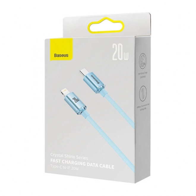 Cablu USB-C la iP Baseus Crystal Shine, 20W, 2m (albastru)