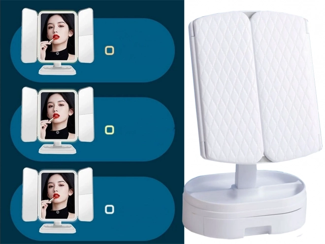 Lusteră cosmetică LED pliabilă cu mărire