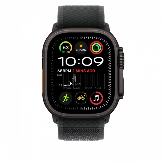 Curea neagră Trail pentru carcasă 49 mm - M/L - elemente din titan