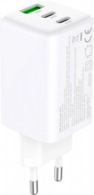 Încărcător de rețea cu 3 USB și 65W Power Delivery