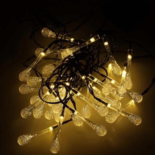 Lampă solară de grădină în formă de picătură cu 30 LED-uri cald alb 6,5m