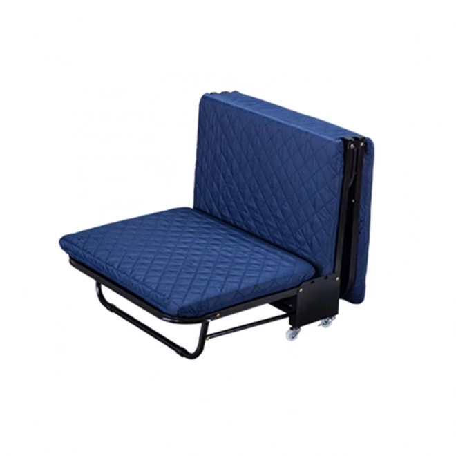 Pat pliant de camping comercial, șezlong militar, PREMIUM - albastru marin