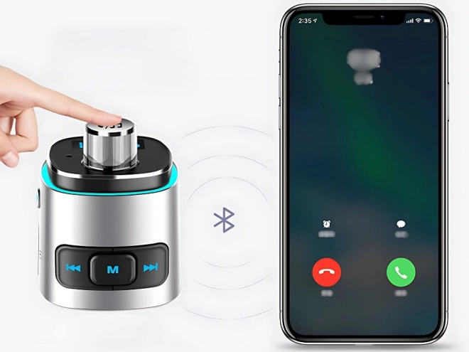 Transmițător FM Bluetooth pentru mașină cu încărcător dublu USB și iluminare LED