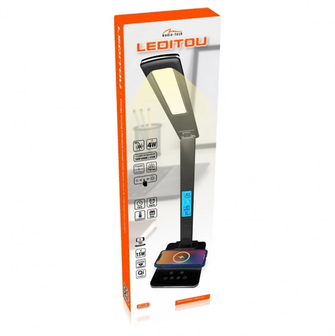 Lampă de birou cu încărcător wireless LEDITOU neagră