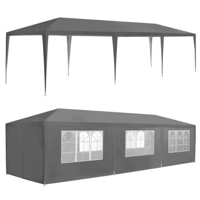 Pavilion de grădină MultiGarden gri 3x9 m cu 8 pereți