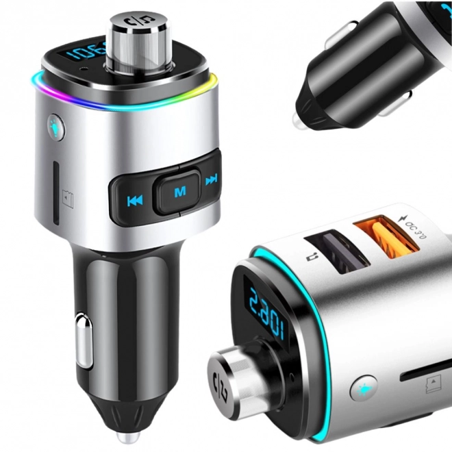 Transmițător FM Bluetooth pentru mașină cu încărcător dublu USB și iluminare LED