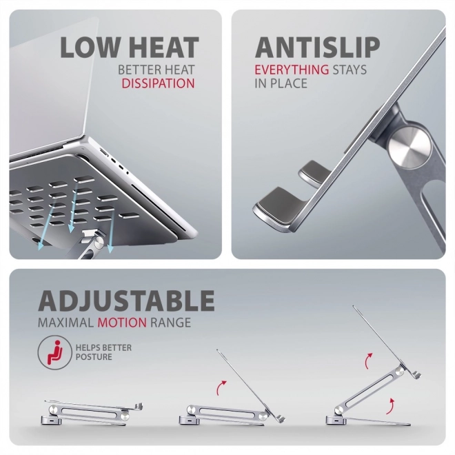 Hub multifuncțional cu suport Axagon 7in1 pentru laptopuri de 10"-16"