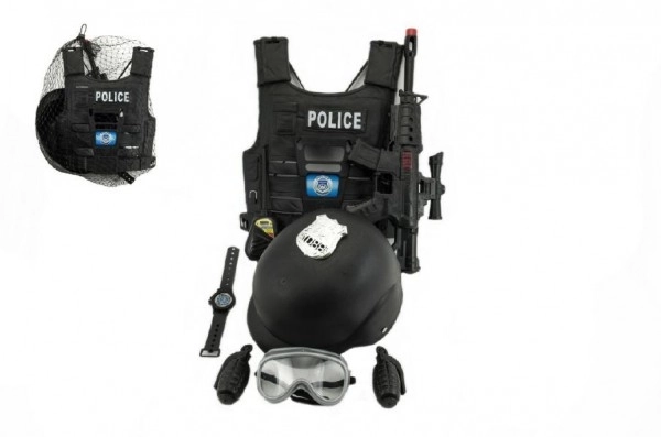 Set pistolă de poliție și cască cu accesorii