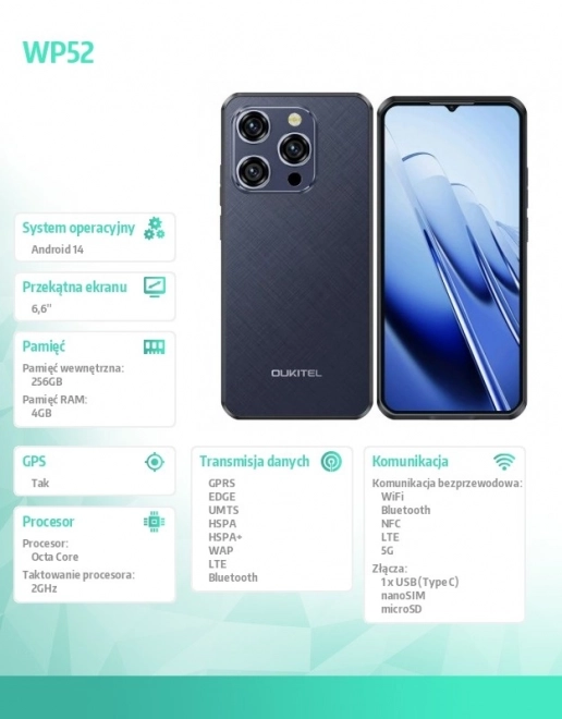 Smartfon rezistent WP52 5G albastru