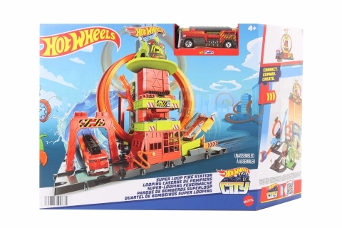 Stația de pompieri Hot Wheels cu buclă