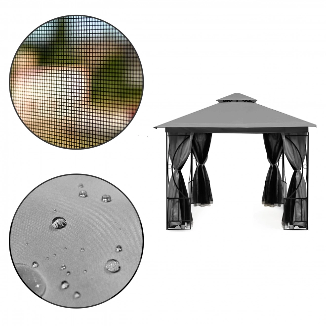 Cort de pavilon de grădină 2în1 cu pereți și plasă anti-insecte 3x3