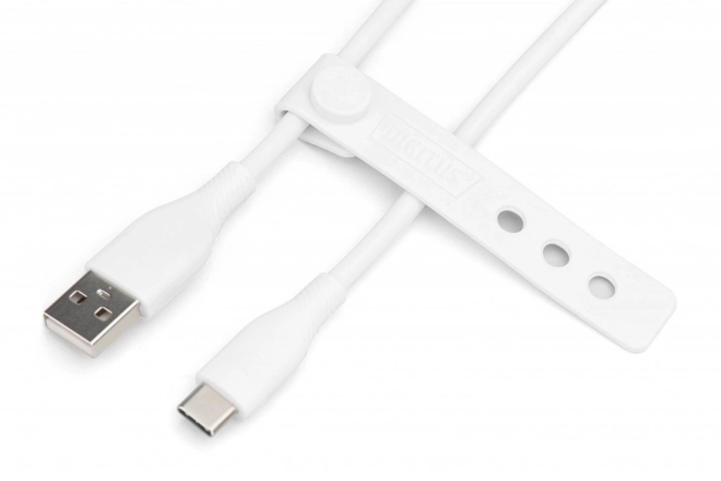 Cablu de alimentare USB-A la USB-C din silicon alb, 60W, 1m