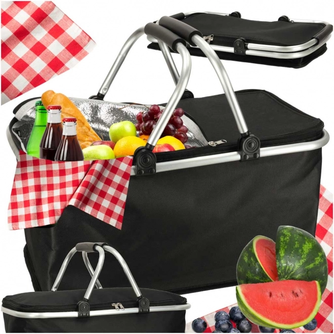 Coș termo pliabil pentru picnic negru
